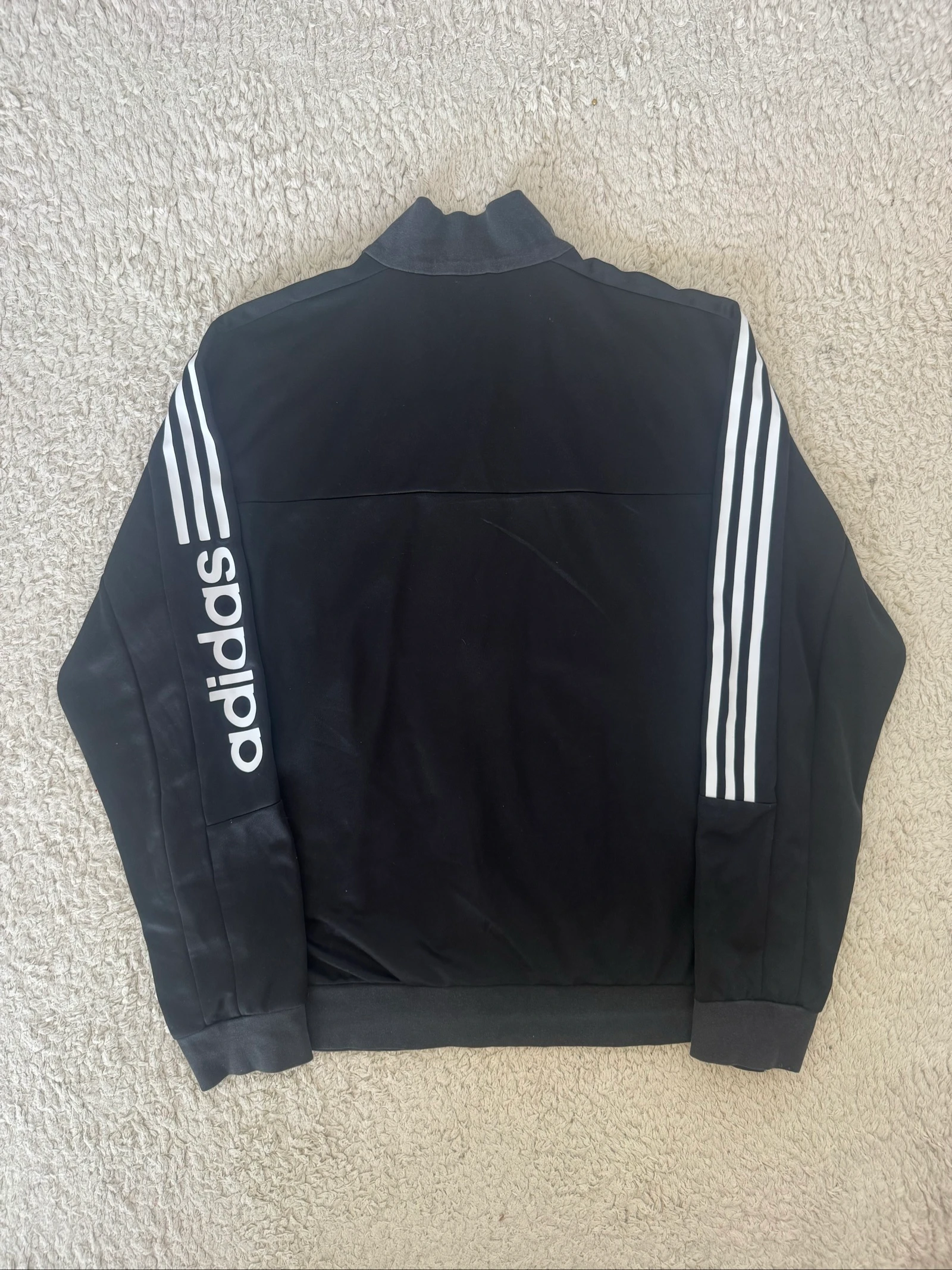 Adidas Track Jacket Black Logo Sleeve Full Zip Sportswear 3 Stripes Men’s L – photo 8
